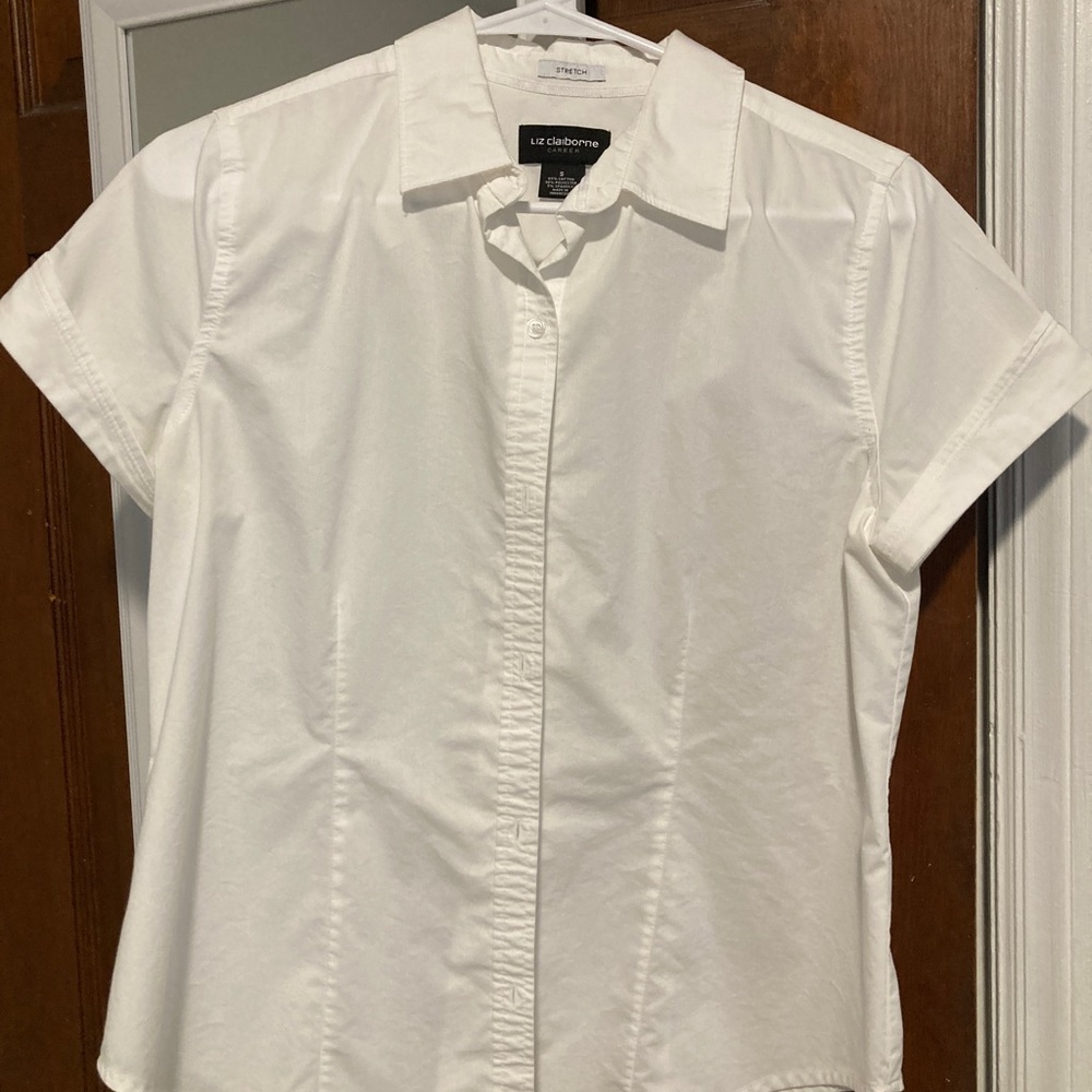 Liz Claiborne Career Short Sleeve Blouse - White